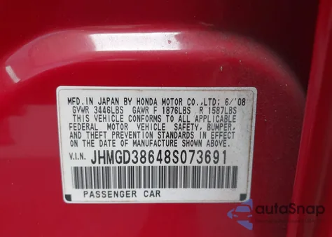 2008 Honda Fit Sport from USA, damaged, VIN JHMGD38648S073691